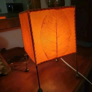 Art Deco Hand Made Accent Lamp  Fabric & Leaves Original